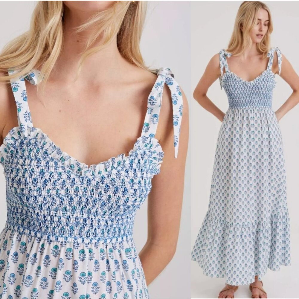 PINK CITY PRINTS Mint Meadow Jessica Dress, L NWT